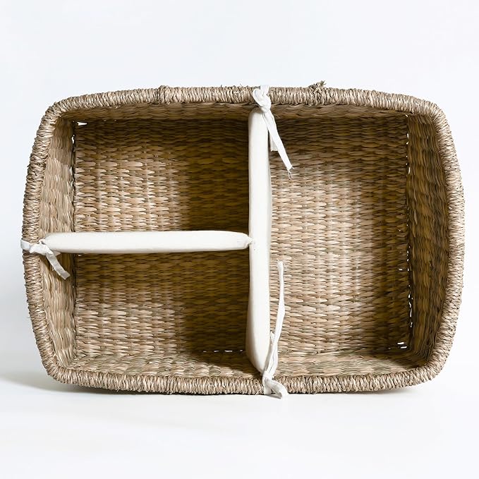 Premium Wicker Baby Diaper Caddy Organizer, Woven Seagrass Basket - Image 6