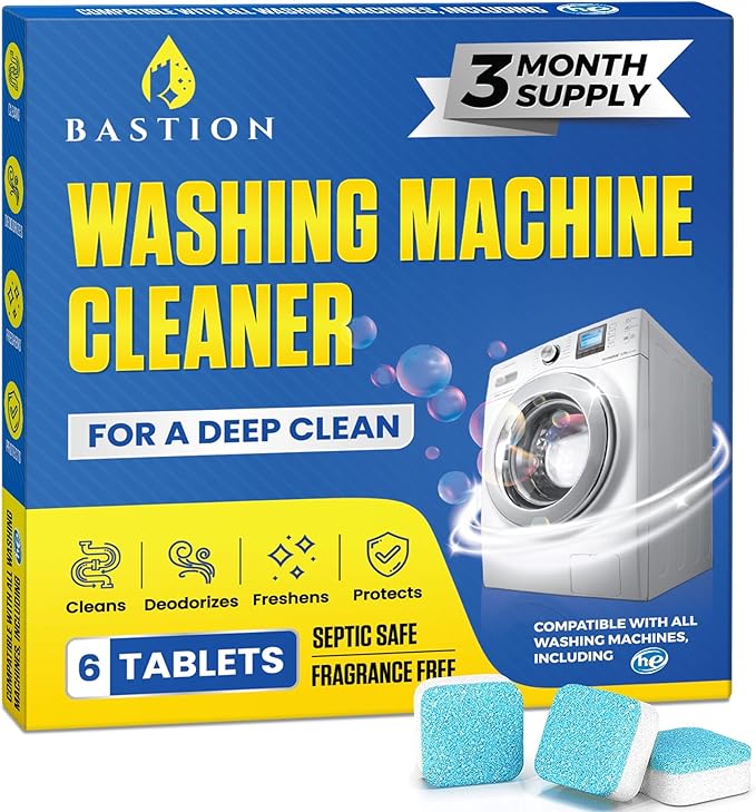 Bastion Washing Machine Cleaner, Deodorizer, & Descaler 6-Pack by bastion