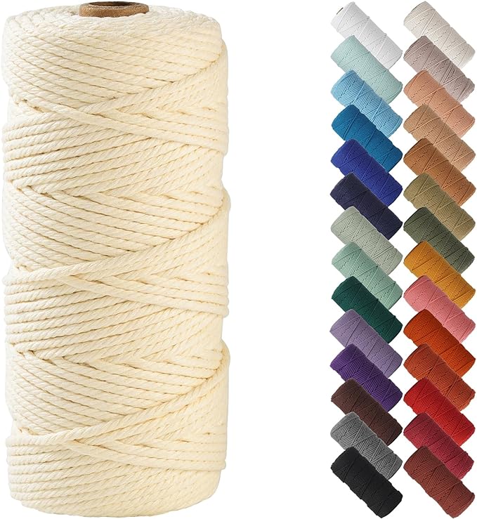 NOANTA Cream Yellow Macrame Cord 3mm x 109yards, Cotton Rope Yarn, Colorful by NOANTA