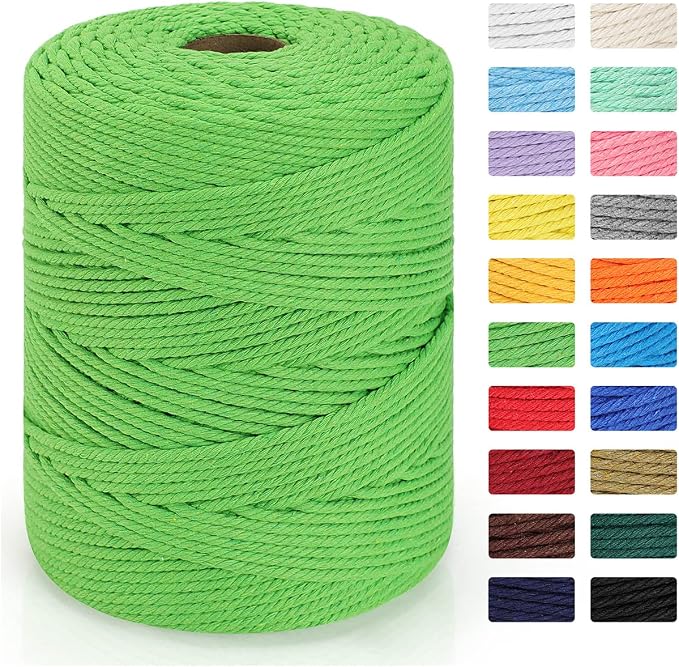 Macrame Cord 4mm x 328yd | 100% Natural Cotton Macrame Rope | 4 Strand Twisted by MacraBoho