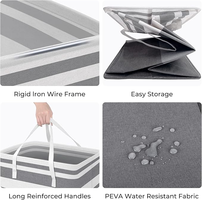 HomeHacks 3-Pack Large Laundry Basket, 75L Each Waterproof, Freestanding - Image 2