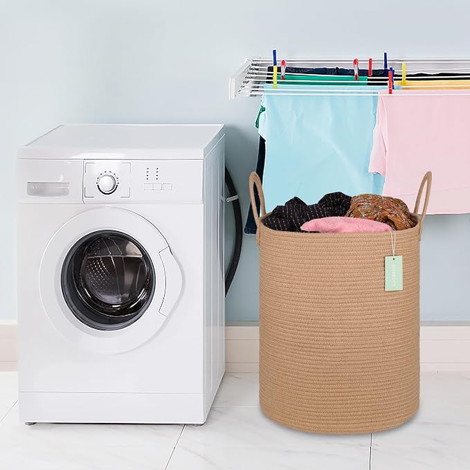 Large Jute Laundry Hamper Basket - Image 8