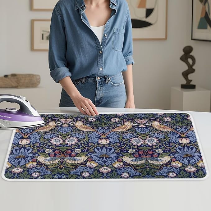 William Morris Strawberry Thief Pattern Ironing Mat Portable Ironing Pad by PJHEQOXE