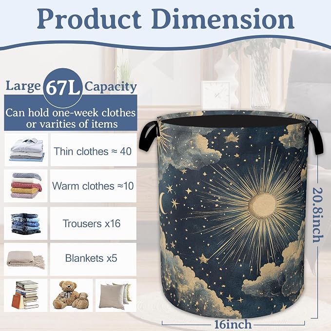 Sun Stars Moon Laundry Hamper - Image 2