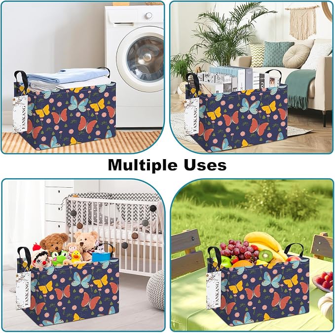 FANKANG Storage Bins, Nursery Hamper Canvas Laundry Basket Foldable - Image 4