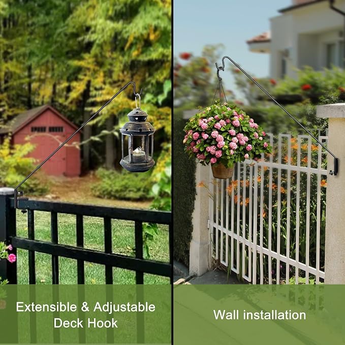 MIXXIDEA Deck Hook Outdoor Hanging Brackets：43 Inches Wall Mounted Hook Plants - Image 2