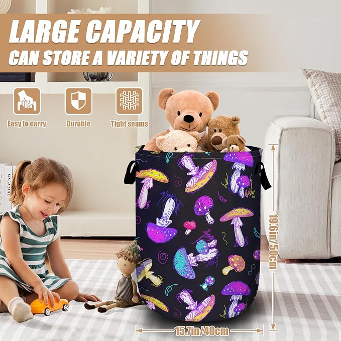 Magic Mushroom Laundry Basket, Foldable Waterproof Laundry Hamper Tote Bag - Image 2