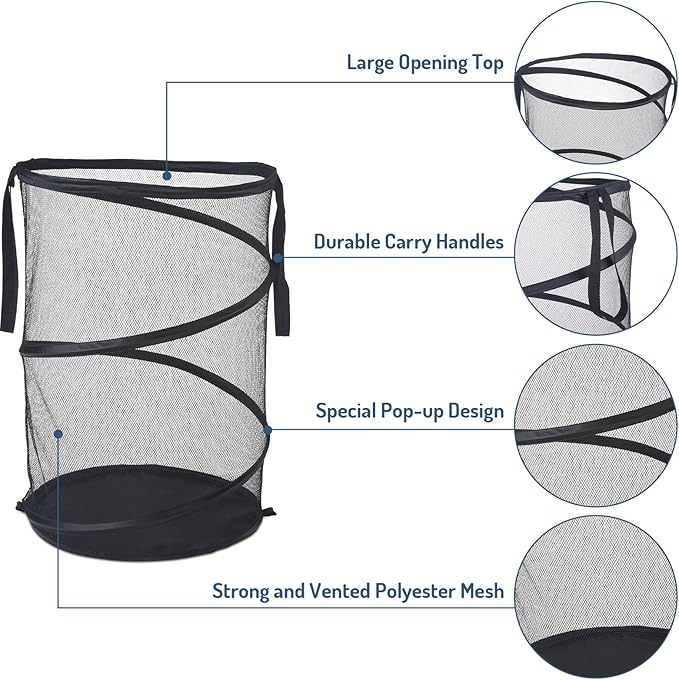 Seiritex Mesh Popup Laundry Hamper 115L Foldable Laundry Basket Extra Large - Image 4