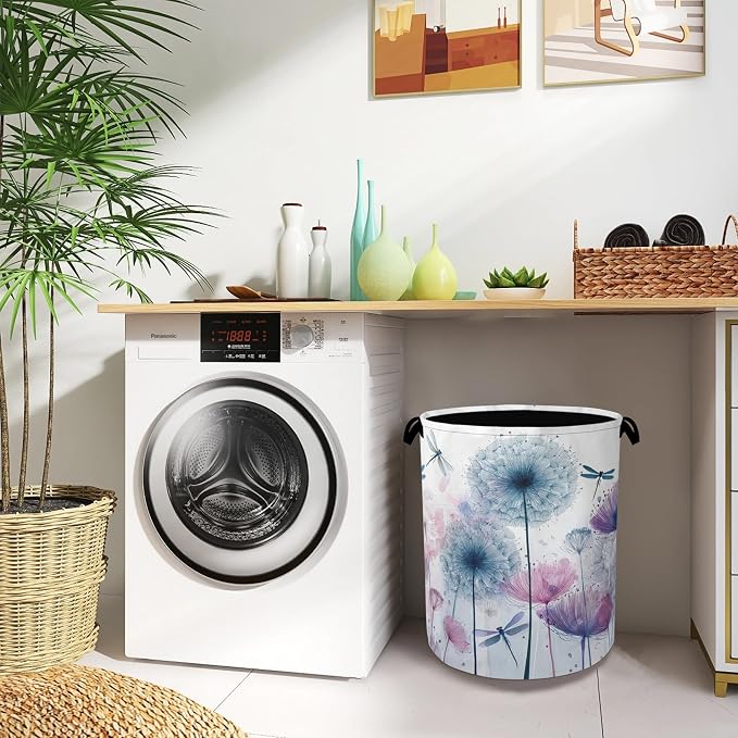 Dandelion Dragonfly Laundry Hamper, Dirty Clothes Laundry Basket - Image 8