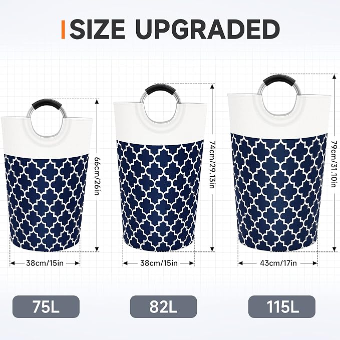 Large Laundry Basket Laundry Hamper Bag Washing Bin Clothes Bag Collapsible Tall - Image 2