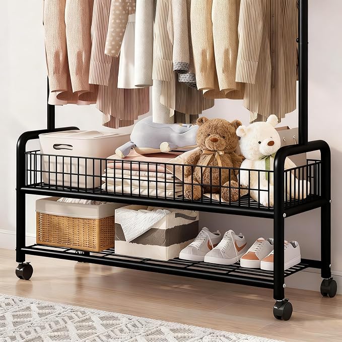 Clothes Rack with Storage Shelves, Heavy - Image 3