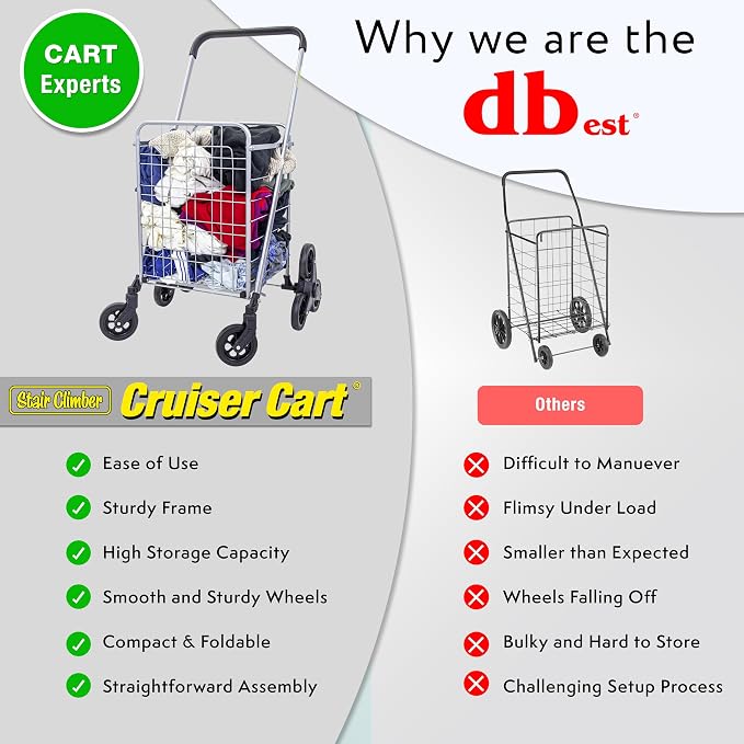 dbest Products Stair Climber Cruiser Cart Shopping Grocery Rolling Folding - Image 5