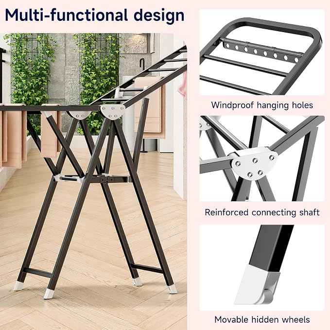 MIKEE Clothes Drying Rack, Foldable Laundry Drying Rack - Image 5