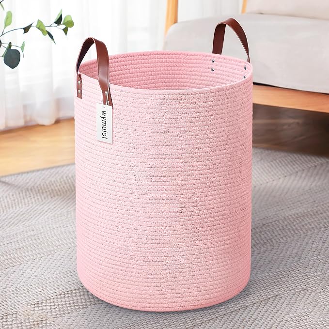 80L Large Rope Basket, Woven Rope Storage Basket by Wymulot