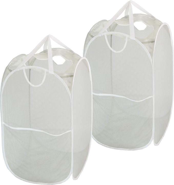 Simple Houseware Mesh Pop-Up Laundry Hamper Basket - Image 2