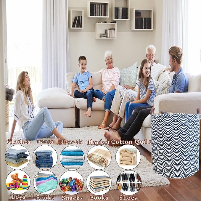 Waterproof Laundry Hamper Collapsible Laundry Basket Leather Handle Laundry Bag - Image 5