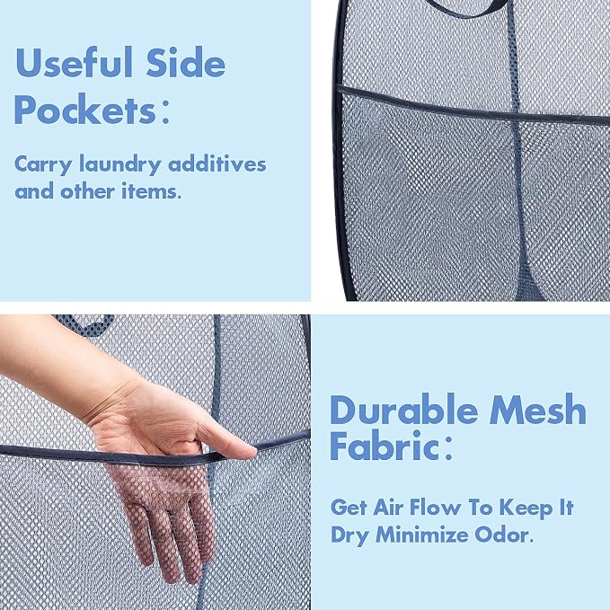 DUCOO Pop Up Hamper, Foldable Mesh Laundry Basket - Image 4