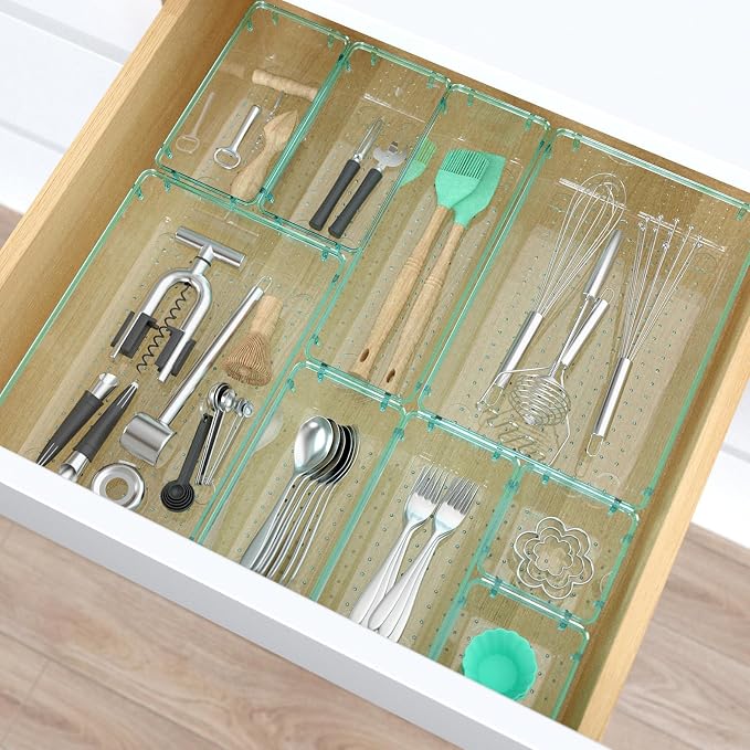 33 PCS Clear Plastic Drawer Organizers Set, 4 Size Desk Drawer Organizer Trays - Image 6