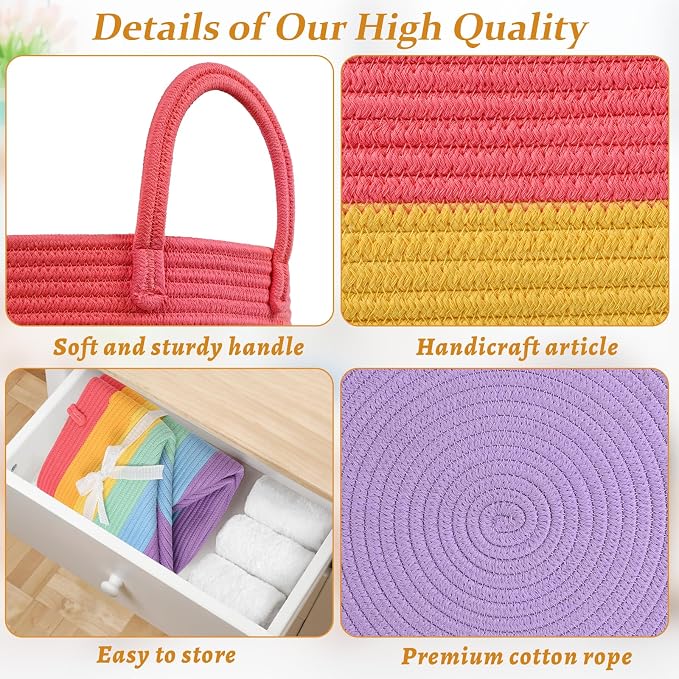 Laundry Hamper for Organizing, 52L Tall Laundry Baskets, Cotton Rope Woven - Image 6
