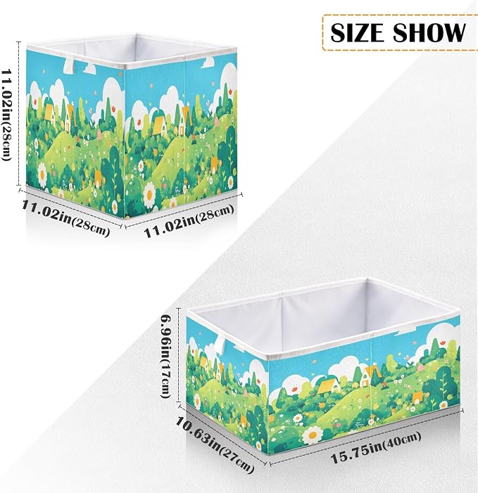 senya Large Storage Bins Flower Meadow Collapsible Foldable Storage Cubes - Image 3