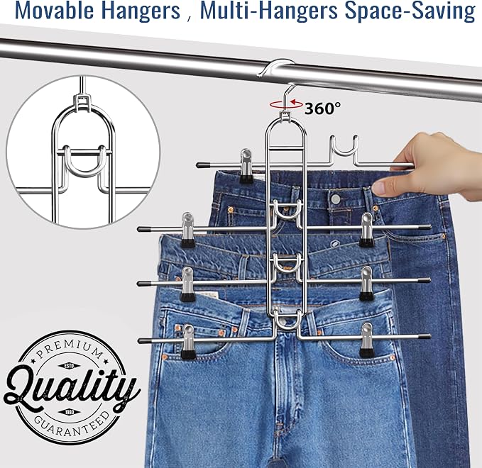 Pants Hangers With Clips, Newly Upgraded Detachable Space Saving Hangers - Image 2