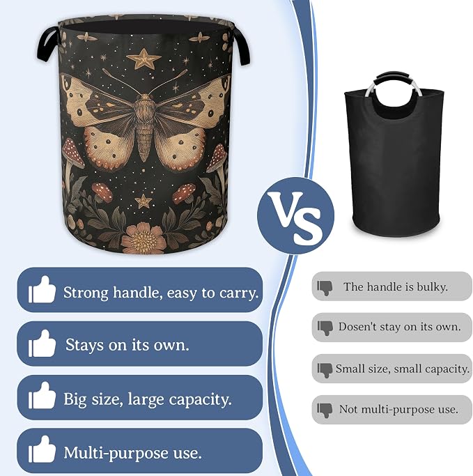 Magic Butterfly Laundry Basket, Foldable Oxford Cloth Moth Mushroom Flower - Image 3