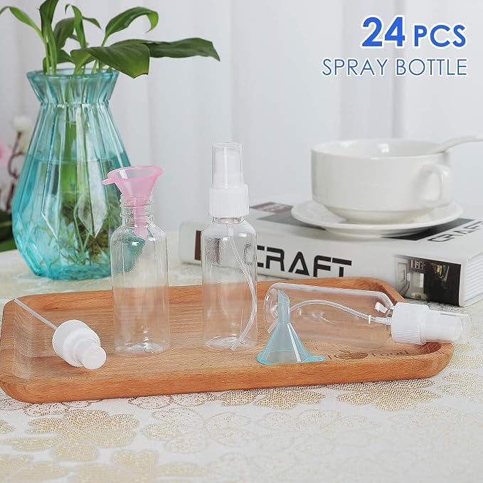 24 Pcs Spray Bottles 2oz / 55ml Clear Empty Mini Spray Bottles Refillable - Image 9
