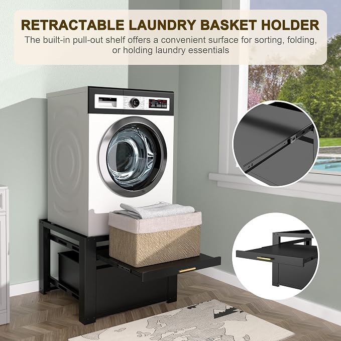 29" Laundry Pedestal for Washer & Dryer, Universal Washing Drying Machine Stand - Image 7