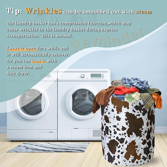 Cows Skin Brown Print Laundry Basket Foldable - Image 6