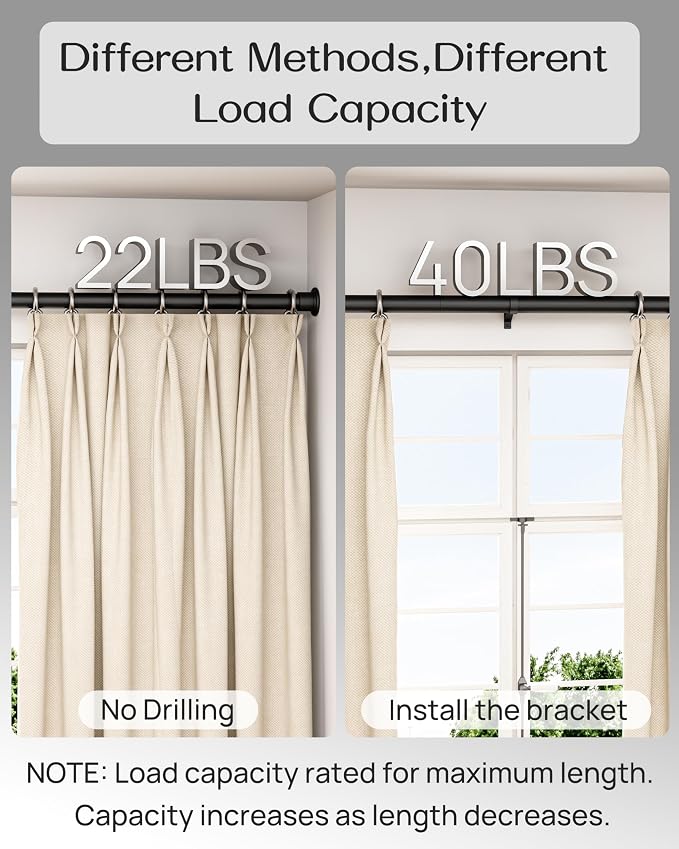 Tension Curtain Rod By EZFurni, 123-160 Inches, Heavy Duty Tension Rod - Image 5