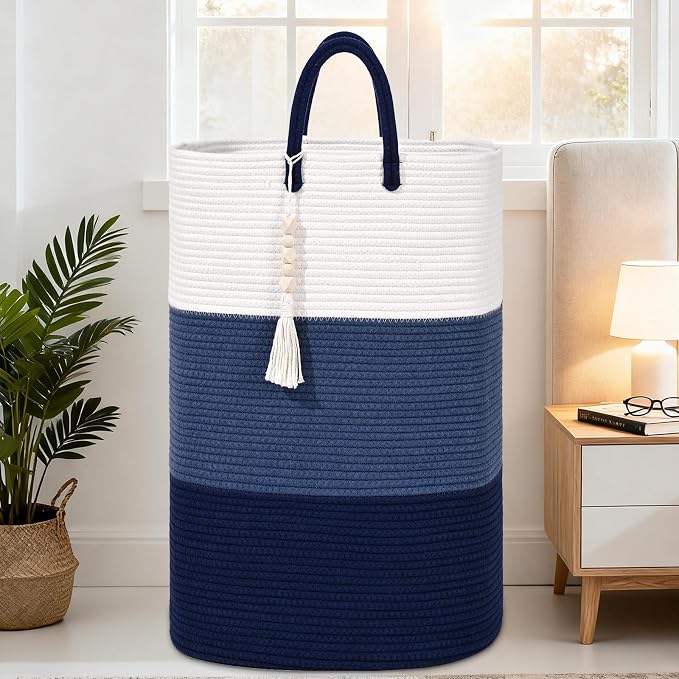 Woven Laundry Basket for Clothes, 65 L Large Rectangle Laundry Hampers - Image 6