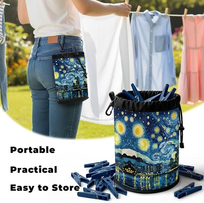 Hummingbird Floral Large Capacity Clothespin Bag - Image 5
