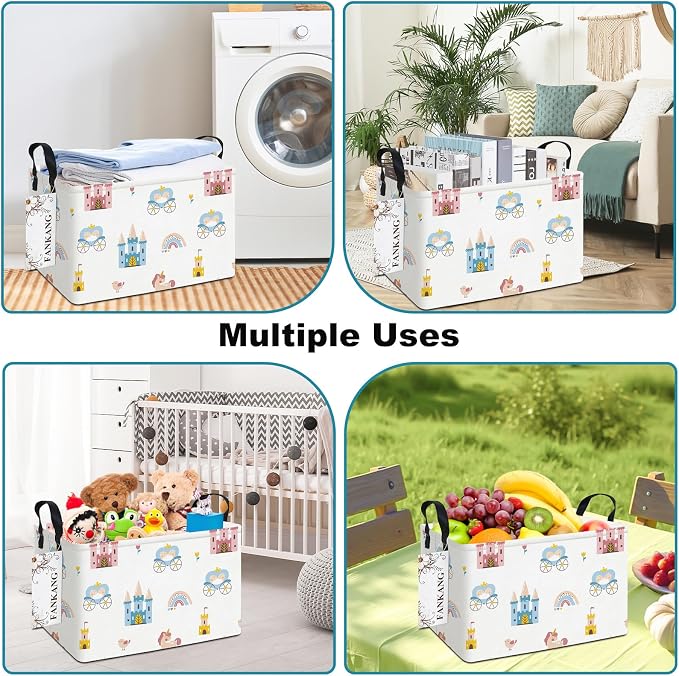 FANKANG Storage Bins, Nursery Hamper Canvas Laundry Basket Foldable - Image 5