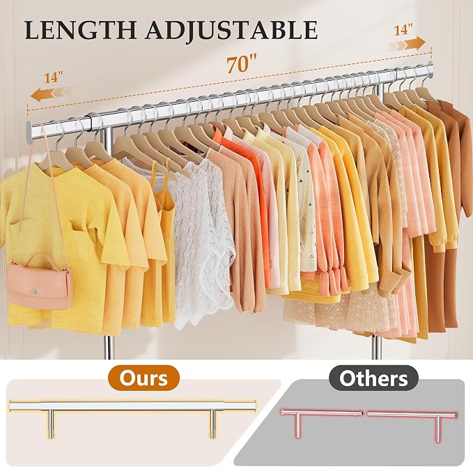 Heavy Duty Clothes Rack Load 630 lbs, Metal Rolling Clothing Rack - Image 4