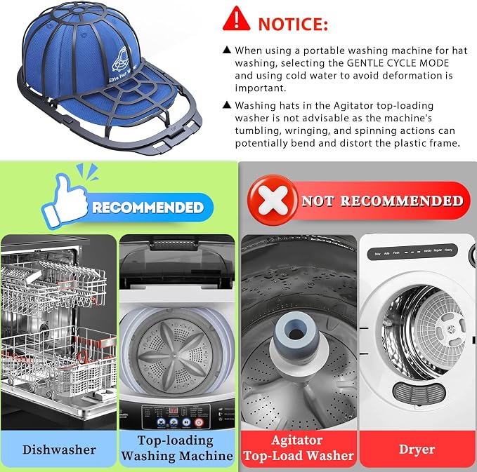Eiito Hat washer for Washing machcine, 2 Pack Hat Cleaner for Baseball Caps Hat - Image 6