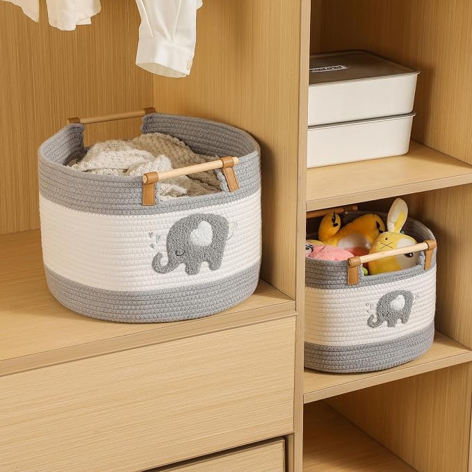 Large Blanket Basket 35L Cotton Rope Basket - Image 7