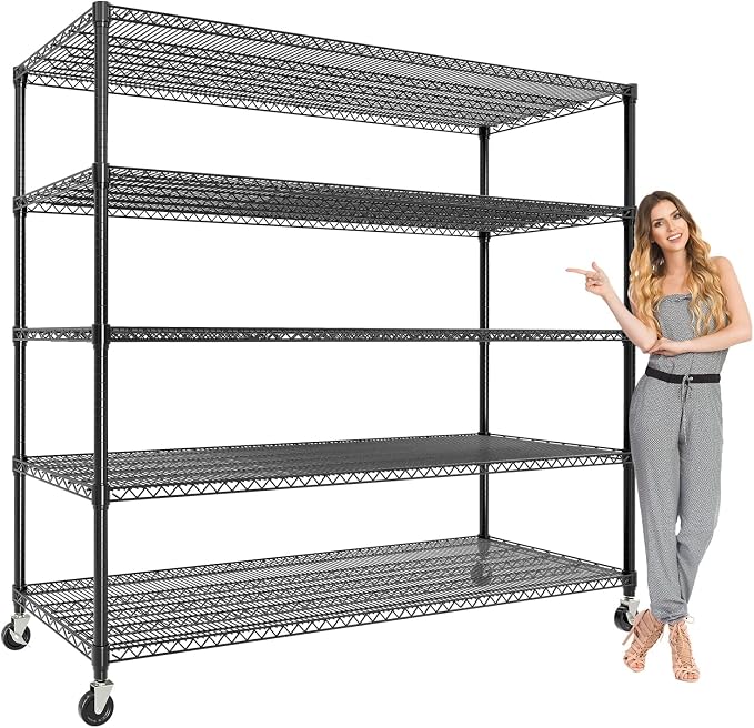 5-Tier Heavy Duty Metal Shelving Unit, Adjustable Height & Feet, Sturdy by OUTGOODS