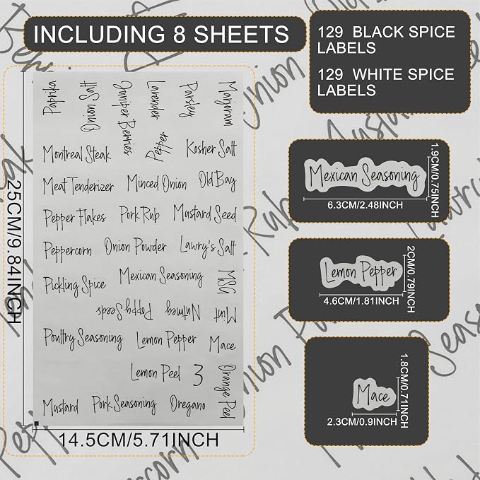268 Clear Seasoning Jar Labels, Preprinted Kitchen Pantry Organization Labels - Image 2