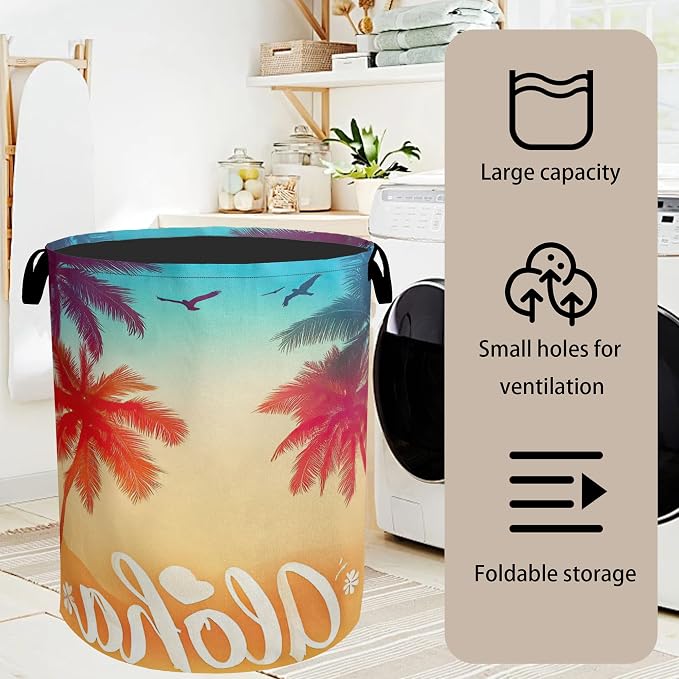 Hawaiian Sunset Foldable Canvas Laundry Basket - Image 7