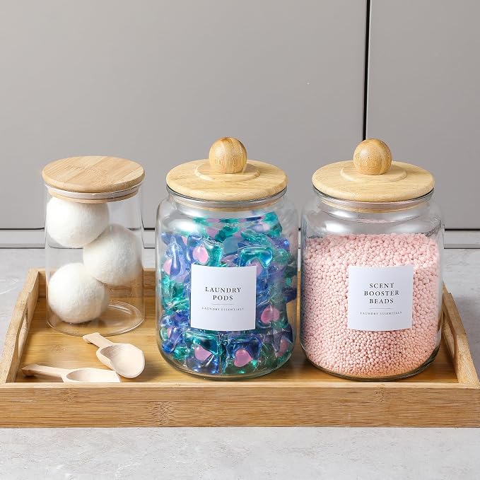 4 Pack Glass Jars with Bamboo Lids and Labels, Glass Containers - Image 5