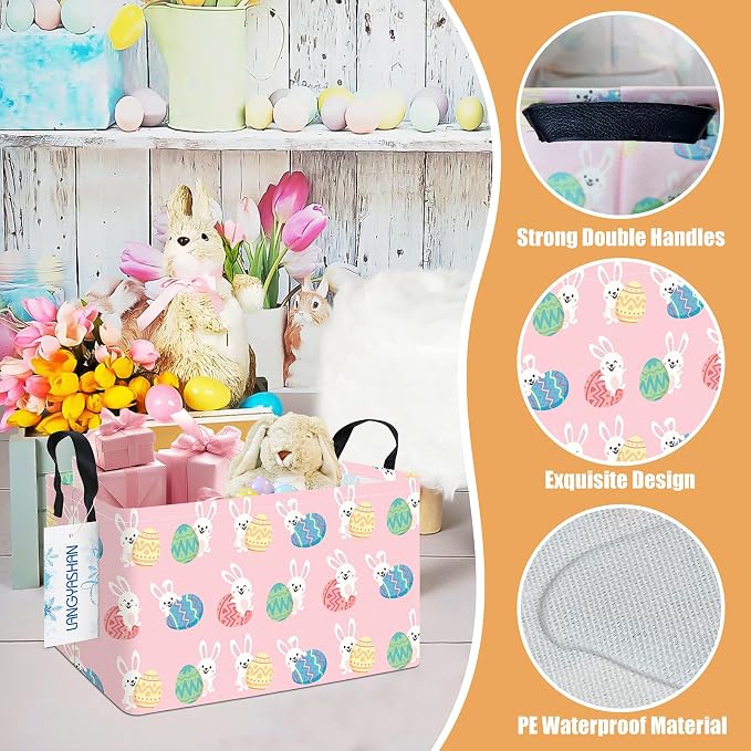 LANGYASHAN Rectangular Storage Bin Collapse Canvas Fabric Cartoon Storage Basket - Image 3