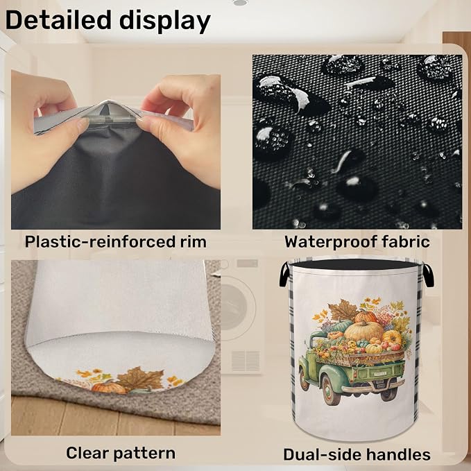 Fall Pumpkin Truck Large Clothes Hamper Bag - Image 5