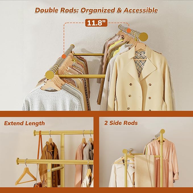 Clothes Rack, Double Rods Clothing Rack, Clothing Racks - Image 3