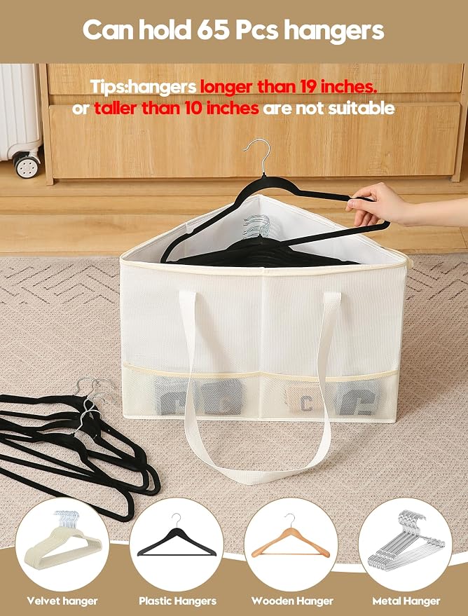 2 Pack Rigid Hanger Organizer, Triangle Storage Bin - Image 3