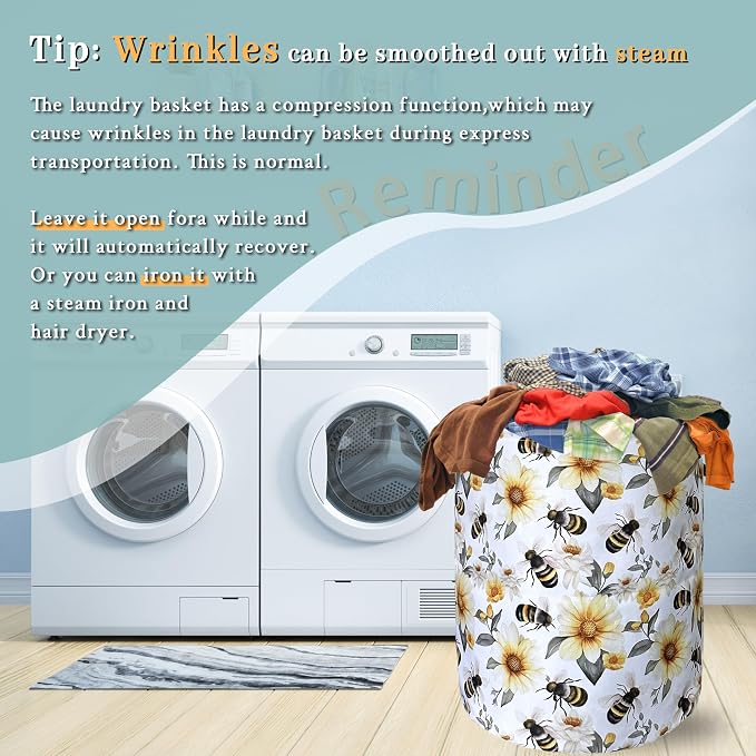Cute Bees Laundry Basket Foldable - Image 6