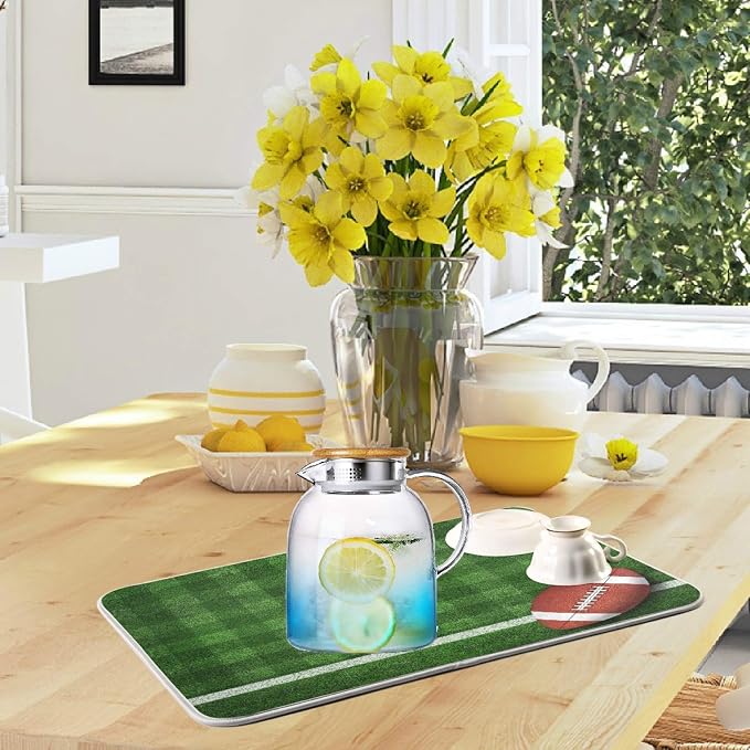 Field American Football Absorbent Dish Drying Mat Microfiber Kitchen Countertop - Image 6