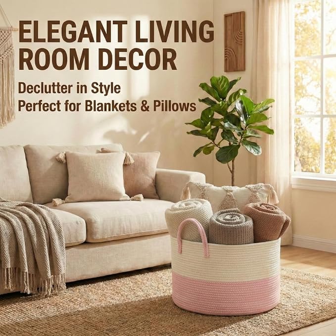 65L Extra Large Blanket Basket for Living Room - Image 2