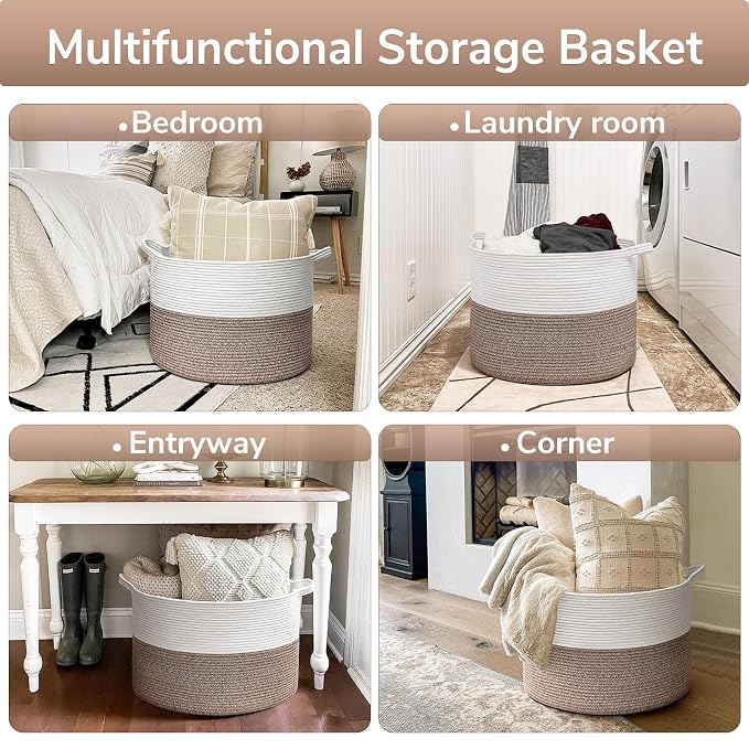 Goodpick Large Storage Basket, 83L Dorm Room Essentials, Blanket Woven Rope - Image 3