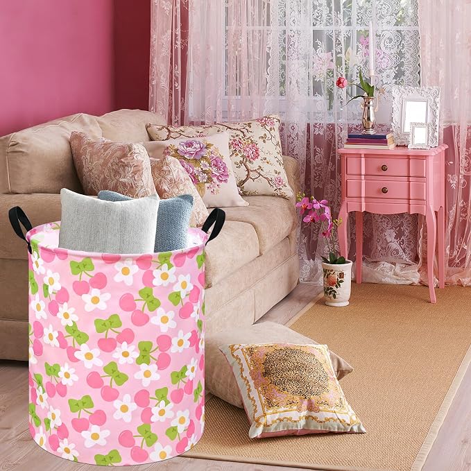 KUNRO Round Laundry Gift Basket Storage Hamper Clothes Storage Basket Organizer - Image 5