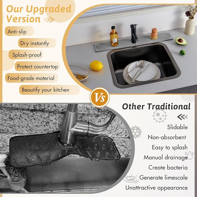 Diatomite Kitchen Sink Water Splash Guard, Modern Stylish Faucet Handle Drip - Image 7